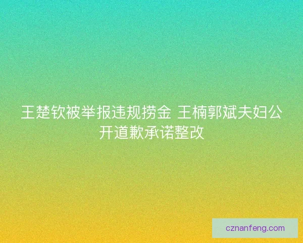 王楚钦被举报违规捞金 王楠郭斌夫妇公开道歉承诺整改