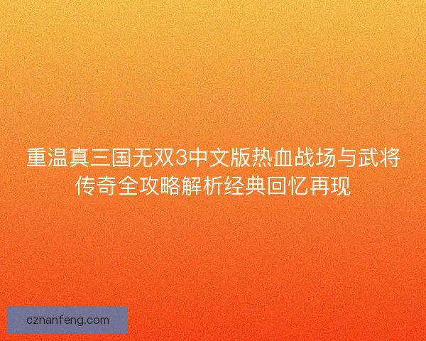 重温真三国无双3中文版热血战场与武将传奇全攻略解析经典回忆再现