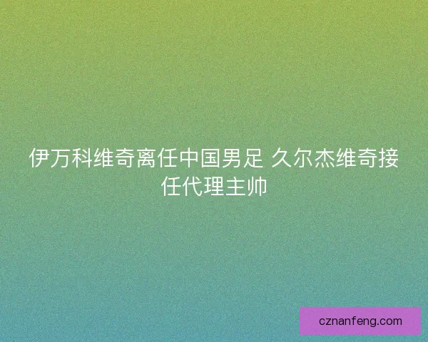 伊万科维奇离任中国男足 久尔杰维奇接任代理主帅